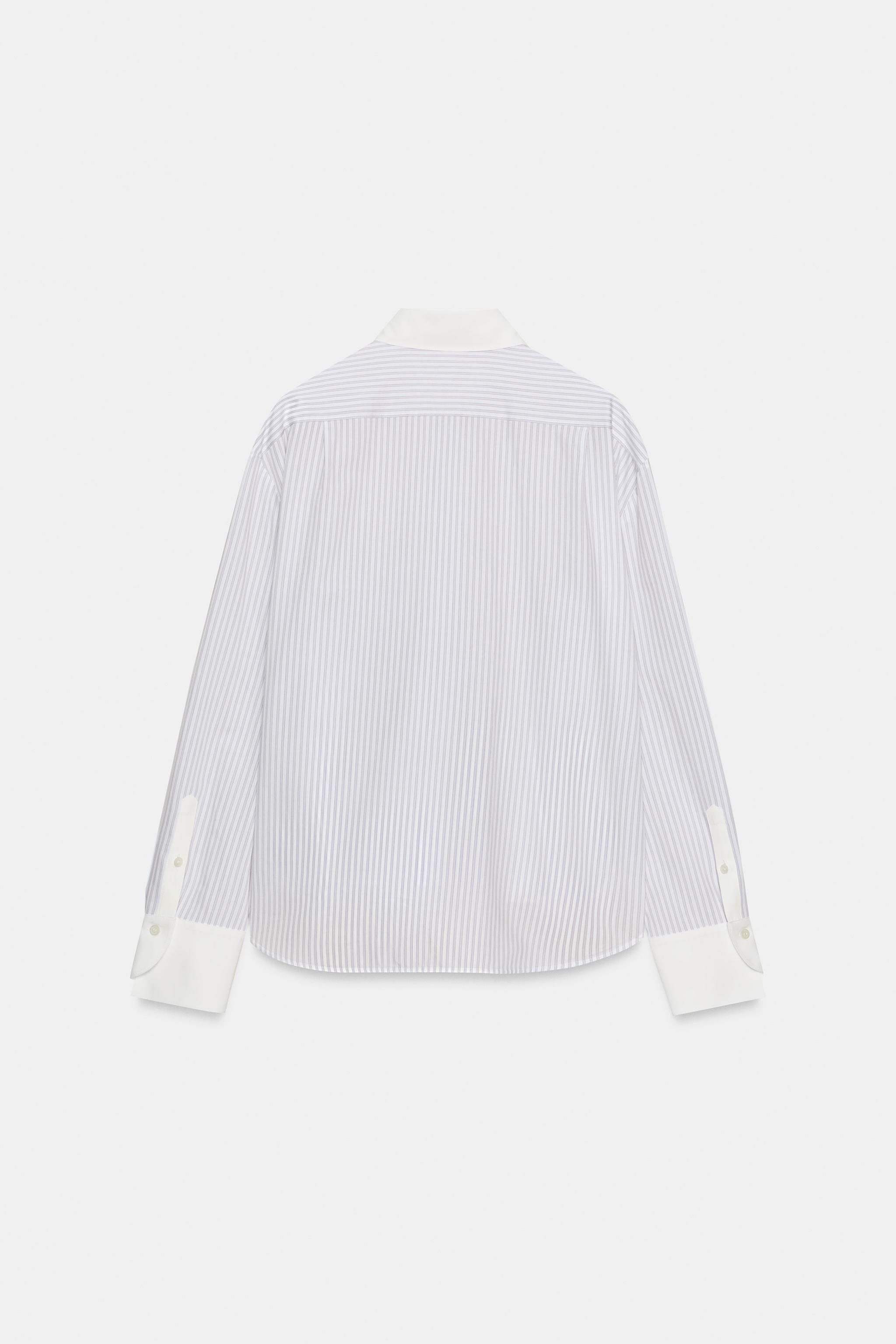 STRIPED SHIRT WITH CONTRAST COLLAR ZW COLLECTION